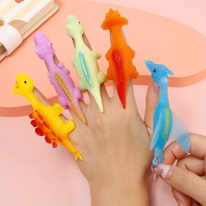 30pcs Colorful PVC Finger Dinosaur Toys Stress Relief Wall Mounted Toys for Adults & Teens Creative Halloween & Holiday Gifts Campus Novelty Toys Random Color Styles