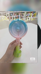 MSTHEOM Summer Jelly Gradient Handheld mini Fan Colorful with Base and Lights rechargeable usb mini fan