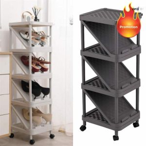 Multi-Functional Two-Way Shoe Rack Movable Shoe Cabinet Hallway Multi-Layer Shoe Storage Rack Simple Door Plastic Factory