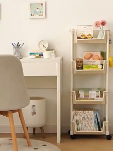 ชั้นวางของ A001 ชั้นวางของอเนกประสงค์ 3/4ชั้น ชั้นวางของพลาสติก ชั้นวางหนังสือ แบบมีล้อเลื่อน ชั้นวางของในครัวชั้นวางของ