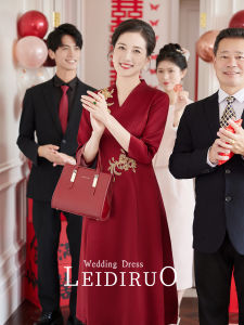 ชุดกี่เพ้าแต่งงาน Latiro ชุดราตรีสุดสง่างาม ชุดกี่เพ้าผ้าไหมสีสันสดใส แขนสั้น ปักลูกไม้ สำหรับคุณแม่ ชุดราตรีสุดสง่างาม