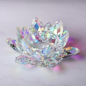 Crystal Lotus Decorative Tray Modern Minimalist Style Glass Material Living Room TV Cabinet Wine Cabinet Decoration Offering Buddha Lotus Seat