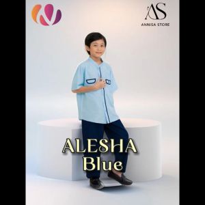 NIBRAS SARIMBIT KELUARGA COUPLE ALESHA ATASAN PRIA & STELAN BAJU ANAK COWOK ALESHA BLUE