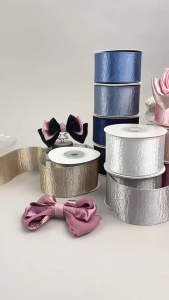 CTOF Ánh loại Ruy băng nhung 2.5cm 10 thước Một Ruy băng lấp lánh Vật liệu thủ công Bờ Bạc Ruy băng lụa Bao bì hộp quà