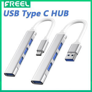 FREEL USB C Hub 4 In 1 Type C USB C to USB Adapter 4 USB Ports Extra Slim Ultralight USB 3.0 / USB 2.0 for All Mobile Phone iPad Mac-book Laptop PC Windows And More USB C Devices