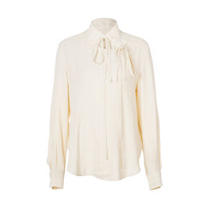 Design Ribbon Collar Stripe Shirt