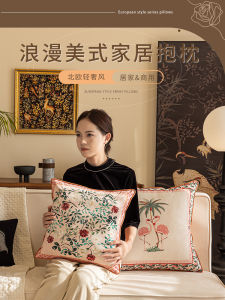 American Style Square Pillow Case Luxury Sofa Living Room Hotel Bed Headlight Soft Polyester Fabric Printed Pillow Cover