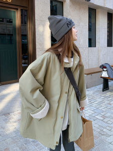 Lamb Fur Womens Workwear Parka Coat Thickened Casual Loose Winter Outerwear with Pocket Long Sleeve Zipper Closure