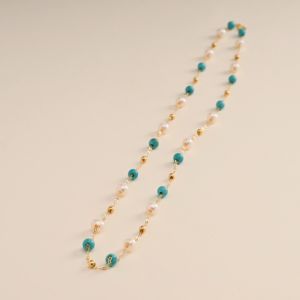 ดีไซน์ดั้งเดิมสีทอง18K สีเหลืองทองไข่มุกน้ำจืดธรรมชาติ Au750สีเทอร์ควอยซ์โกลด์เหมาะสำหรับเป็นของขวัญสำหรับปาร์ตี้ X1032ผู้หญิง