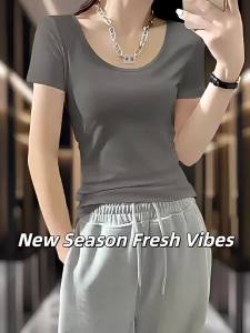 DVDK | Modal Ice Silk Slim Fit V-Neck T-Shirt for Women