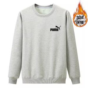 Autumn and Winter Fleece-lined Thick Warm Sweater Men Plus Size round Neck Trend Tops Bottoming Shirt with Velvet Long Sleeves T-Shirt