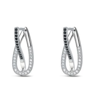 Black Awn 2026 New Hoop Earrings for Women Classic Silver Color Trendy Spinel Engagement Jewelry I336