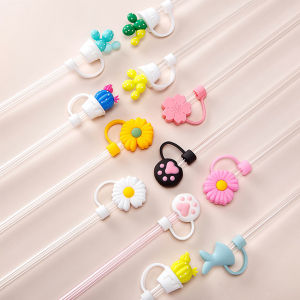 Masely Straw Cap Silicone Dust-proof Plug Glass Tea Milk Straw Splash-proof Lid