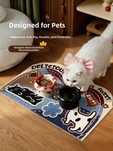 YUNHAOBUYI | Retro Denim Leak-proof Anti-slip Splash-proof Pet Food Mat