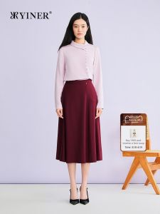 Elegant Mulberry Silk Blend Stretch Crepe Asymmetric Collar Shirt