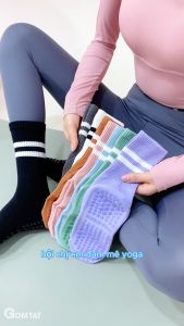Vớ thể thao chống trượt ngã tất chống trượt chất cotton hút ẩm thoáng khí - YOGA-2507-1DOI