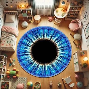 VIKAMA 3D Vortex Cloud Sky Optical Illusion Round Rug Deep Hole Visual Effect Circular Non Slip Living Room Decor Floor Mat