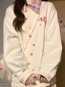 Japanese Style Patchwork Turn-down Collar Coat Female Spring and Autumn XINGX Embroider Stylish Student Loose Easiest for Match Baseball Uniform Jacket