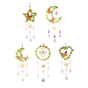 [Bside Tool Store] Elegant Crystal Prisms Pendant Wind Chime for Wedding and Living Space with Bright Light Catching