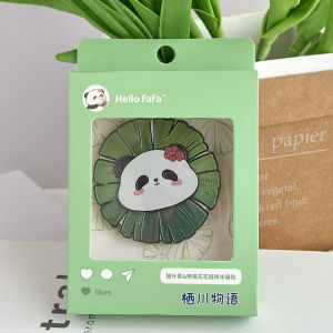 Silver Foil Wooden Panda Fridge Magnet Rotating Flower Design Cultural Creative Gift Souvenir from Chengdu Cartoon Animation