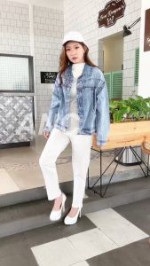 Jaket Jeans Denim Wanita Jumbo - Jaket dan Overal Jeans Premium - Overal Rok Mini Jeans Kekinian