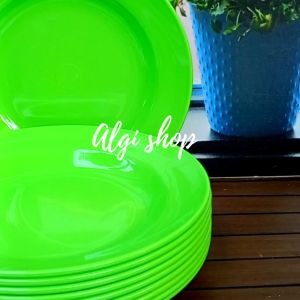 6Pcs Piring Grtis sendok Piring makan melamin bulat cekung tebal
