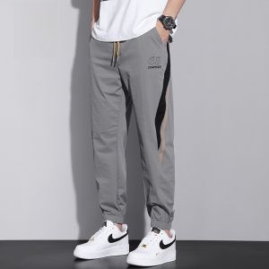 ROMON | Lormen Ice Silk Mens Summer Thin Quick Dry Sports Loose Harem Elastic Casual Long Pants Youth Vitality Style Water Washed