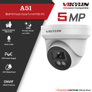 VIKYLIN 5MP IP Security Camera with IR Night Vision Audio Poe Human & Vehicle Detection ONVIF Compatible SD Storage IP67 Outdoor
