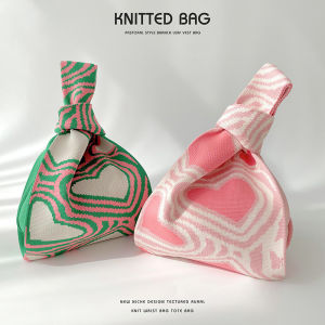 Trendy Knitted Panda Shoulder Bag Handbag Womens Day Gift Soft Polyester Material Foldable Medium Size Daily Use Bag