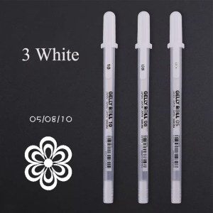 1/3PCS SAKURA Gelly Roll Gel Pens Highlight Marker for Journaling Art Drawing Classic White Ink Assorted Point Fine Medium Bold