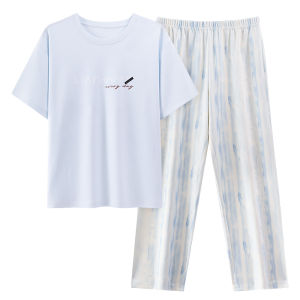 Miiow | Womens Pure Cotton Long Sleeve Sleepwear Pants Set Cat Person Casual Loose Fit Home Wear Autumn New Outwear Comfortable