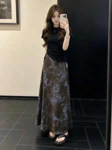 SENWA | Bộ Đầm Đen Hoa Văn Cho Phụ Nữ