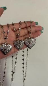 Romantic heart locket pendant openable female silver color stainless steel photo frame charm necklace for women men jewelry gift