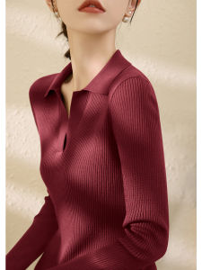 Autumn Winter New Style Womens Polo Neck Long Sleeve Wool Knitted Sweater Cashmere Shoulder Warm Base Layer Top