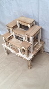 PHRAE WOOD ชุดโต๊ะหมู่บูชา ไม้สักแท้ หมู่ 7 หน้า 5 กว้าง 46 ซม. ยาว 59 ซม. สูง 67 ซม. (รวมฐาน) ไม้สักธรรมชาติไม่ได้ทำสี