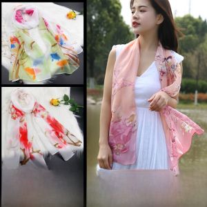 New Womens Versatile Sunscreen Scarf Floral Print Chiffon Scarf Beach Towel Lightweight Summer Wrap Korean Style Scarf