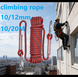 10 meters 20 meters 10/12mm Utility Rope with 2 Steel Carabiner Outdoor Activities Rescue/Safety/ Escape/Climbing Safety Rope Climbing Rappelling Rescue Escape