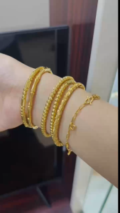 High quality Stainless Steel Bangle Bracelet For Women Party Gifts bamboo Threaded Round Bead