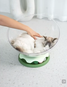 Transaparent Space Capsule Cat Bed Cat Nest Bed with Track Balls Toy Pet Bed Cat Nest Bed Cat House Sleeping Bed