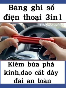 Bảng ghi số điện thoại 3 in 1 kiêm búa phá kinh và dao cắt dây đai an toàn trong trường hợp khẩn cấp