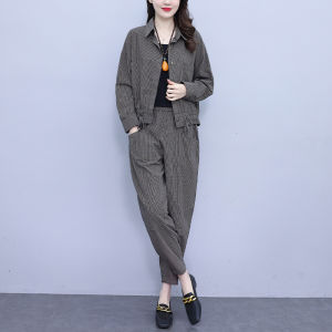 Middle-Aged Ladieswear Cotton and Linen Suit Spring & Fall New Arrival Casual Fashion Plus Size Loose Western Style Harem Pants Long Sleeves Two-piece Set