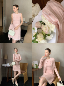 XXNING | Bộ Áo Knit Vest và Chân Váy Phong Cách Pháp Elegance cho Mùa Thu
