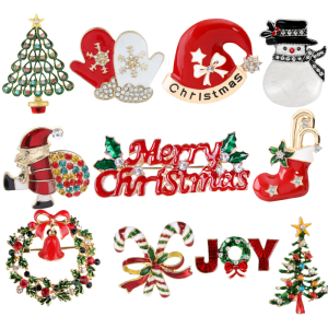 1/3pcs Christmas Bell Wreath Brooches For Men Creative Lollipop BowPin For Men Backpack Clothing Accessories Christmas Gift