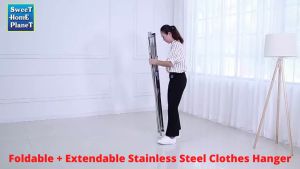 Foldable Extendable Stainless Steel Clothes Hanger Cloth Drying Rack Penyidai Ampaian Rak Baju