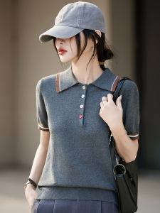 YUEXINYIRONG | Cotton Polo Neck Comfortable Knit T-shirt
