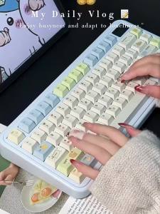 Bộ Keycap PBT In Chuyển Nhiệt URE Leisurely Holiday Thiết Kế Hình Gấu Dễ Thương Dành Cho Bàn Phím Cơ MX Cherry