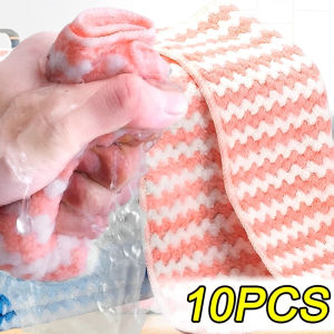 10Pcs Coral Velvet Rags Kitchen Dishcloth Absorbent Dish Cloth Towel Household Kitchen Cleaning Wipe Cloth