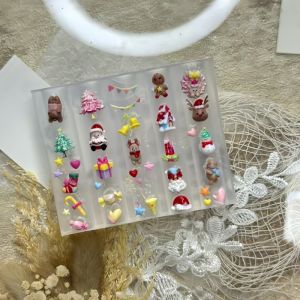 1 Khuôn Làm Móng 3D Chủ Đề Giáng Sinh: Người Tuyết Nai Cây Thông Người Bánh Gừng Chuông Nến Vòng Hoa - Chất Liệu Silicon Dùng Trang Trí Móng Tay