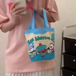 คำถามที่ผิดกฎหมายของกระเป๋าผ้าแคนวาส น่ารัก แฟชั่น กระเป๋าเบนโตะ พิมพ์ญี่ปุ่น ถุงสิริ กระเป๋าผ้า กระเป๋า สอง สาย