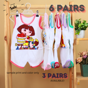 12/6/2 PCS COTTON SABRINA SHORT TERNO BABY GIRL 6/3/1 PAIR